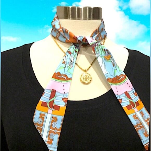 TORY BURCH TWILLY RIBBON TIE BAG CHARM NECK SCARF - Picture 1 of 1